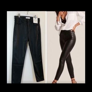 Abercrombie NWT Black Super Skinny Ankle Coated Denim Shiny Jeans, 10 Regular